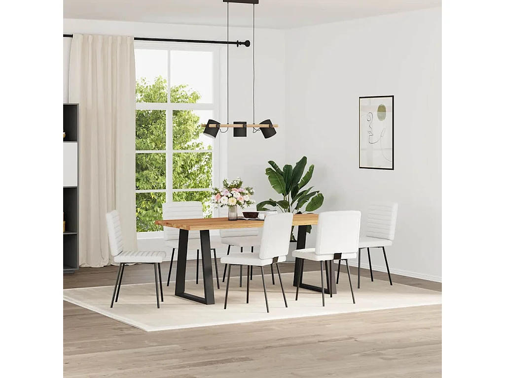 Sillas de comedor 6 unidades cuero sintético blanco