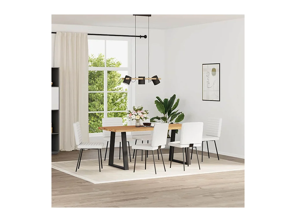 Chaises à manger lot de 6 blanc similicuir