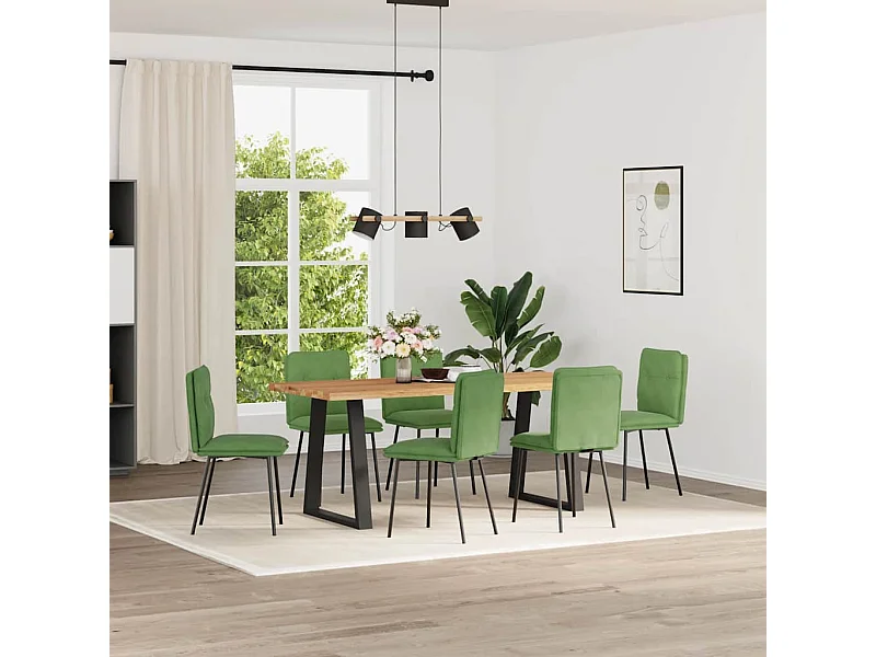 Sillas de comedor 6 unidades terciopelo verde claro