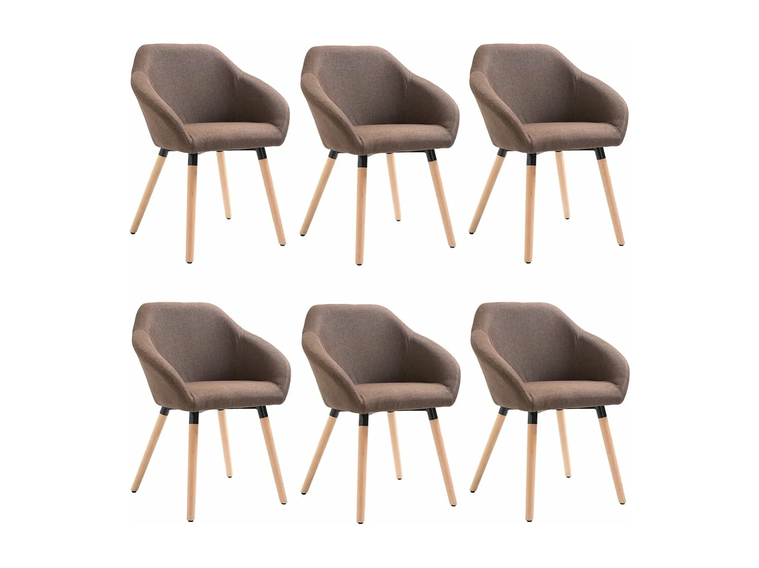 Chaises à manger lot de 6 marron tissu