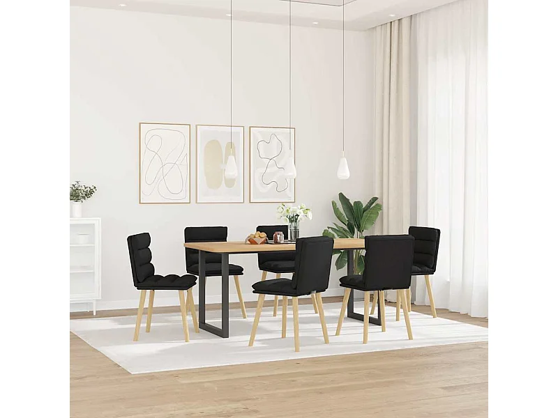 Chaises à manger lot de 6 noir tissu