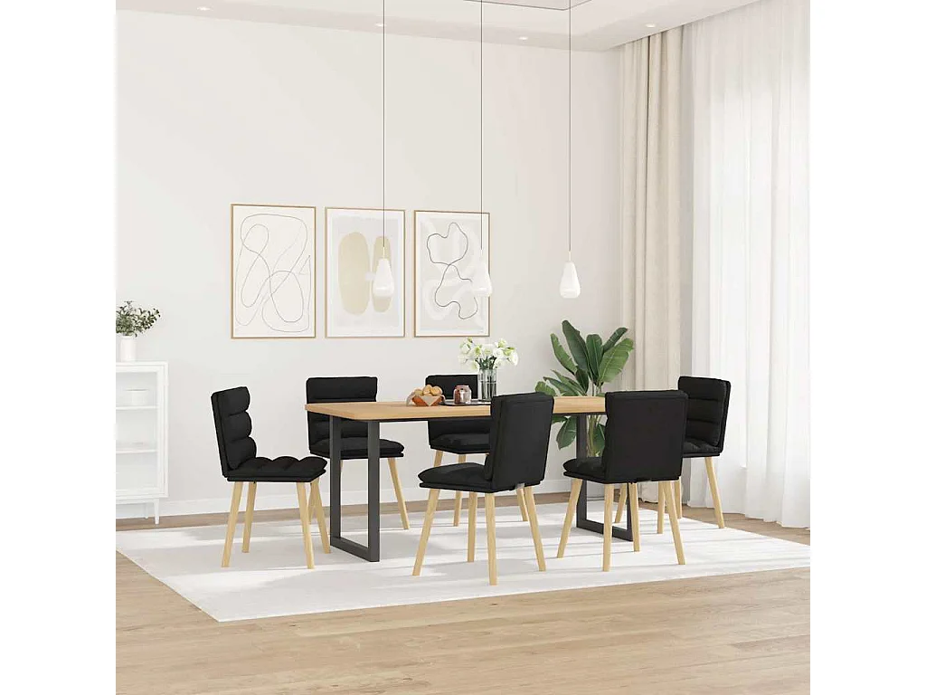 Eetkamerstoelen 6 st stof zwart