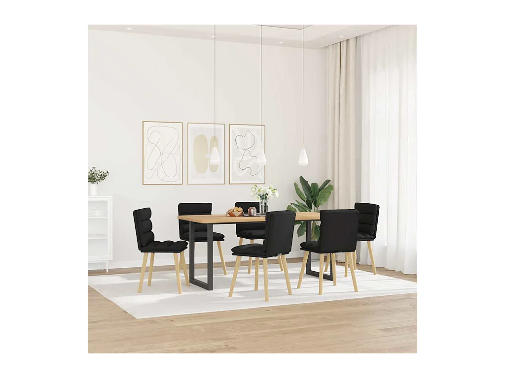 Chaises à manger lot de 6 noir tissu