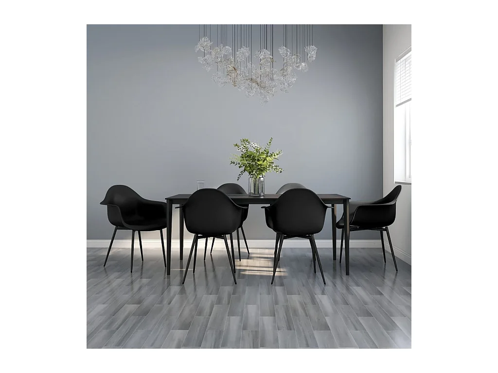Chaises à manger lot de 6 noir PP
