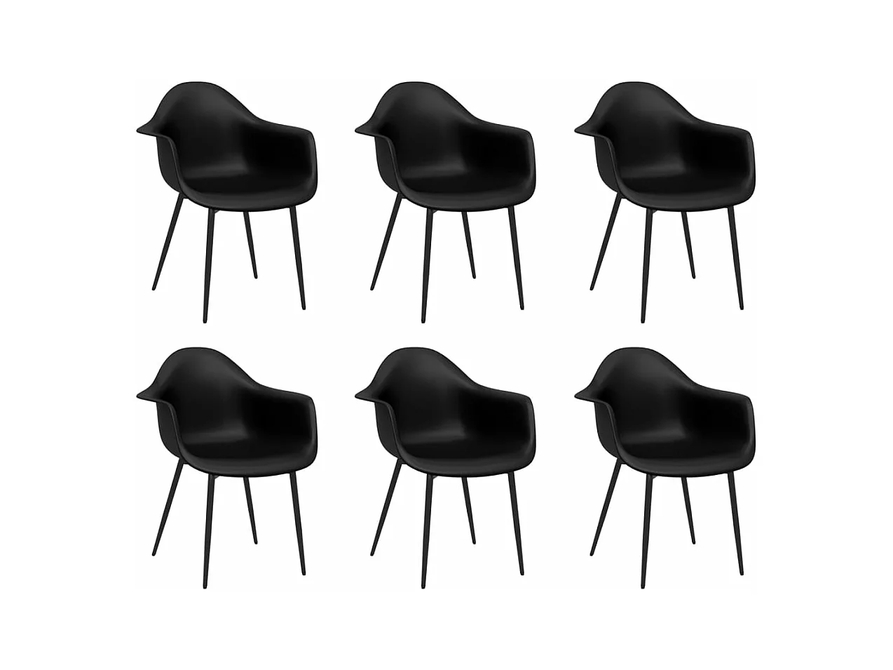 Chaises à manger lot de 6 noir PP