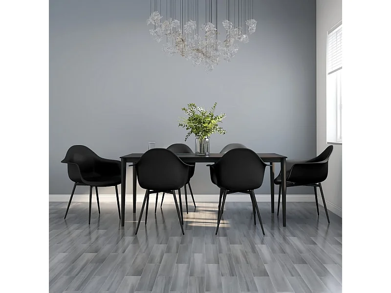 Sillas de comedor 6 unidades negras PP