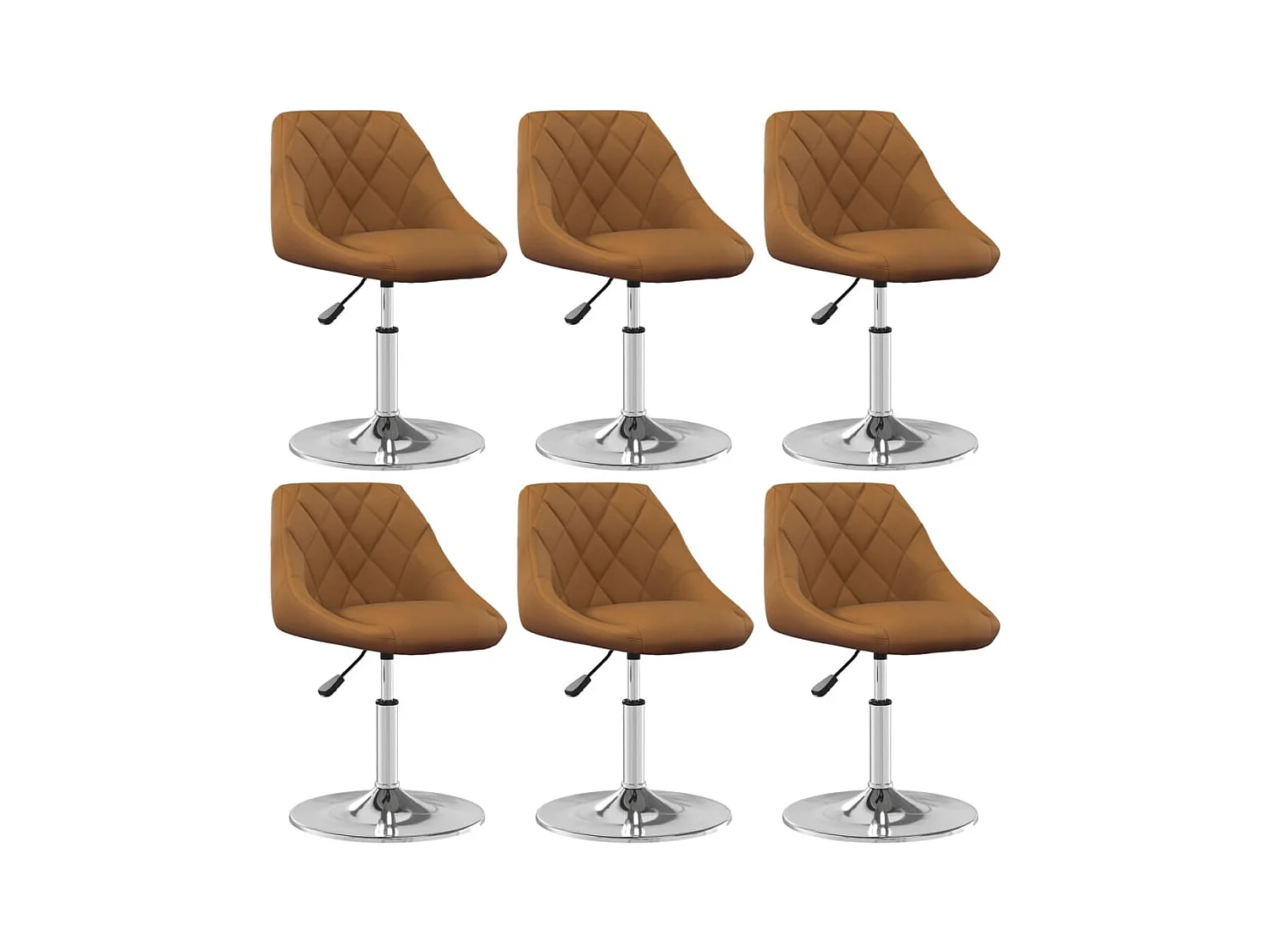 Chaises pivotantes à manger lot de 6 Marron Velours