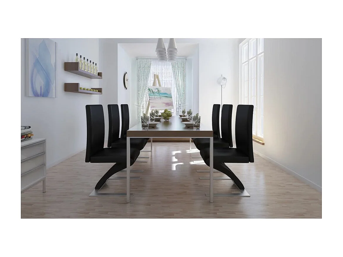 Sillas de comedor 6 unidades cuero sintético negro