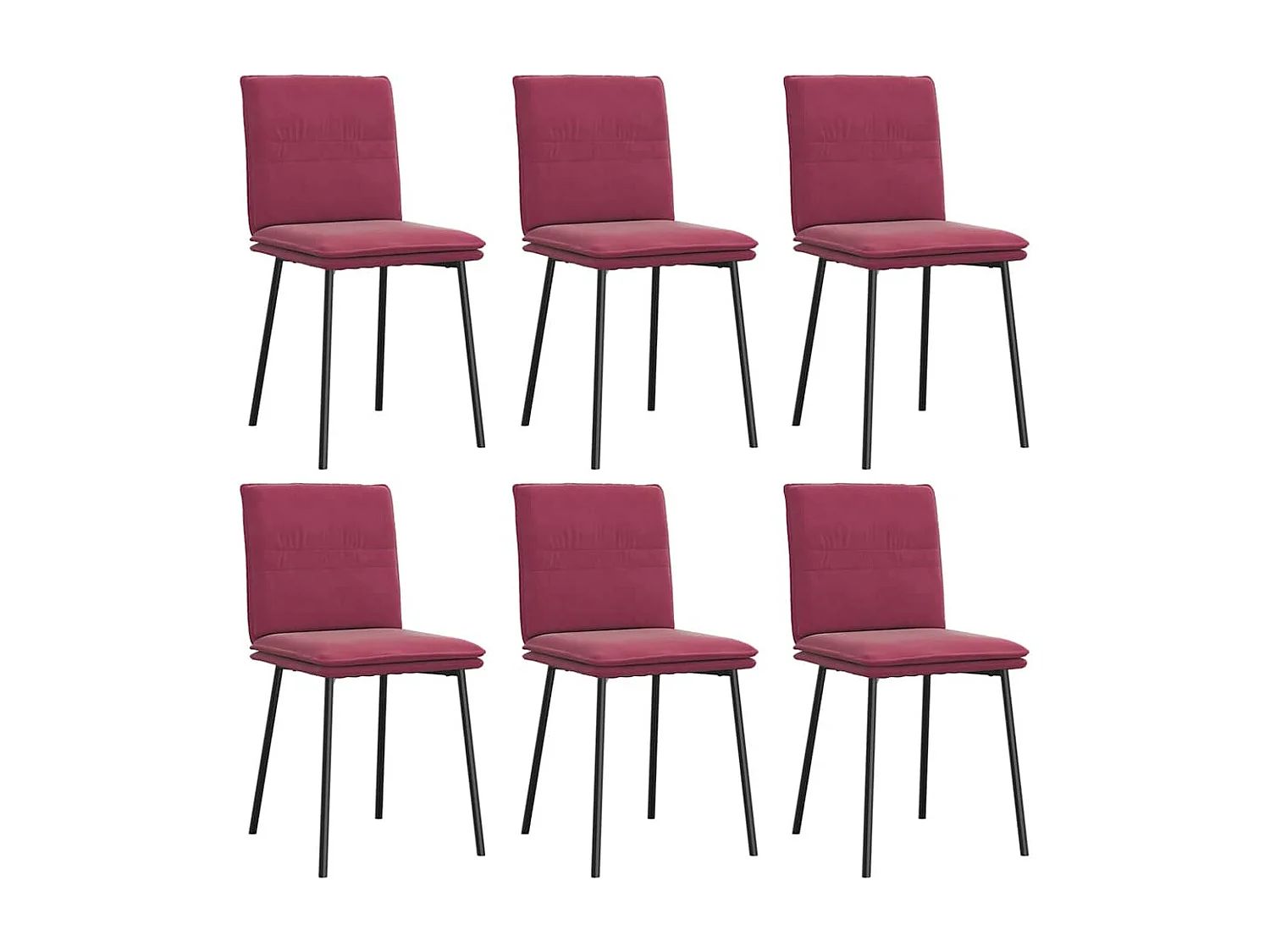 Chaises à manger lot de 6 rouge bordeaux velours