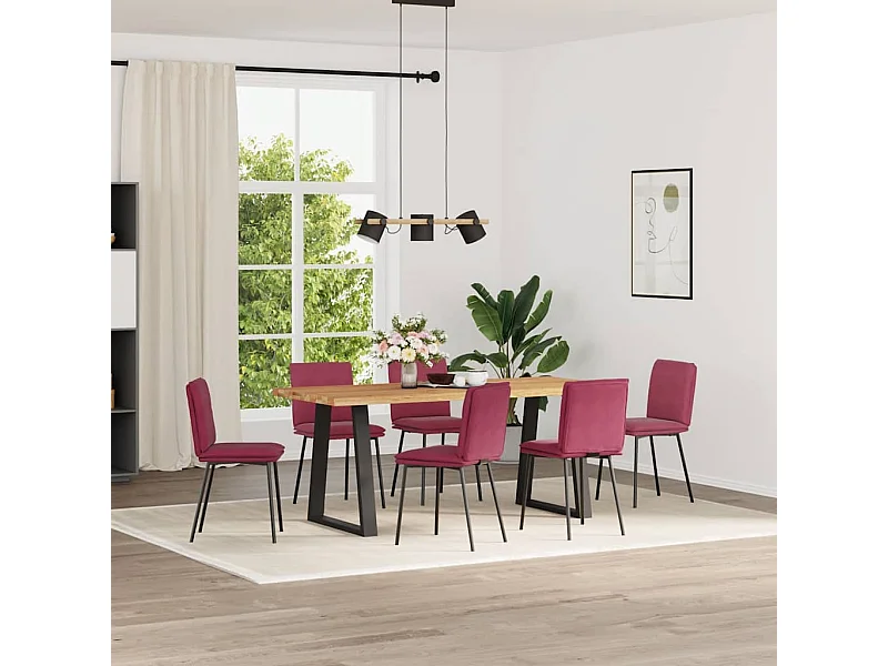 Chaises à manger lot de 6 rouge bordeaux velours