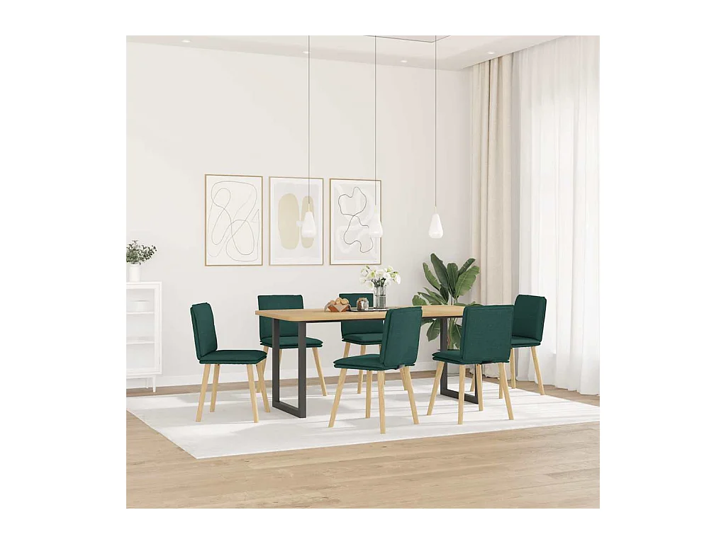 Chaises à manger lot de 6 vert foncé tissu