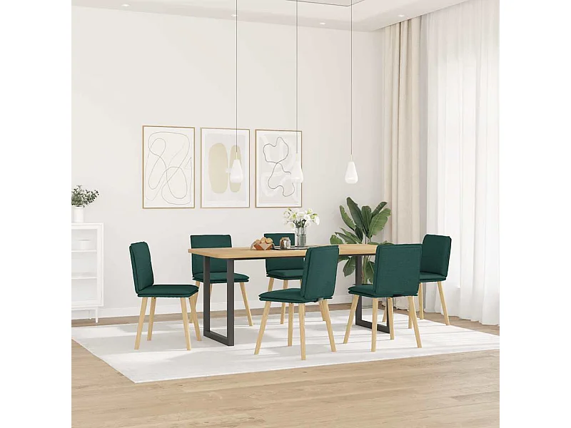 Chaises à manger lot de 6 vert foncé tissu