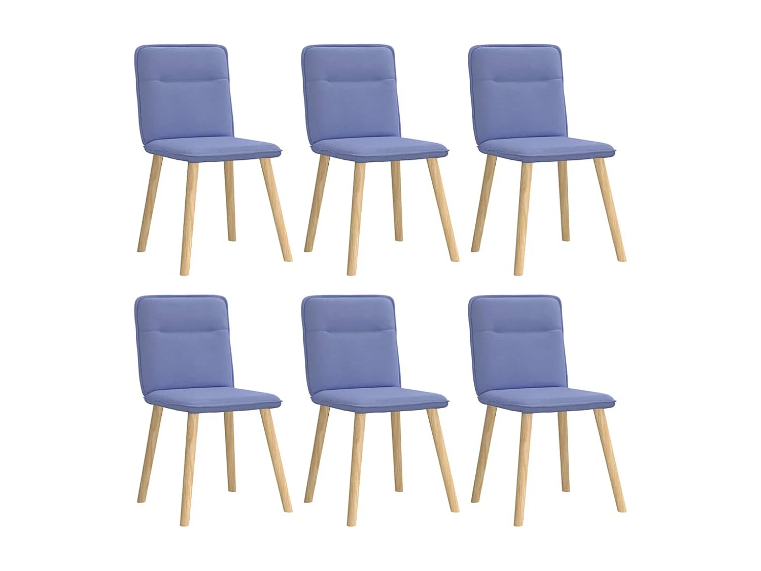 Chaises à manger lot de 6 bleu jean tissu