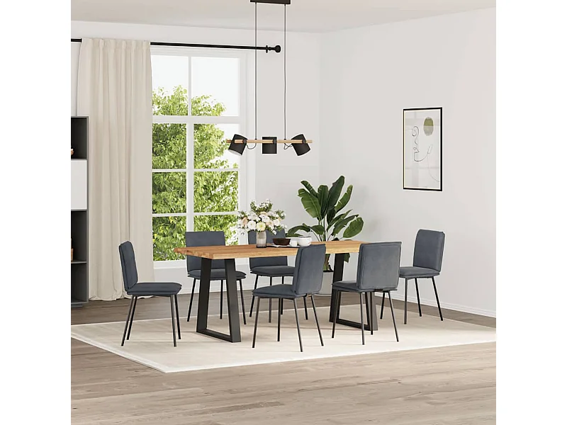 Chaises à manger lot de 6 gris foncé velours