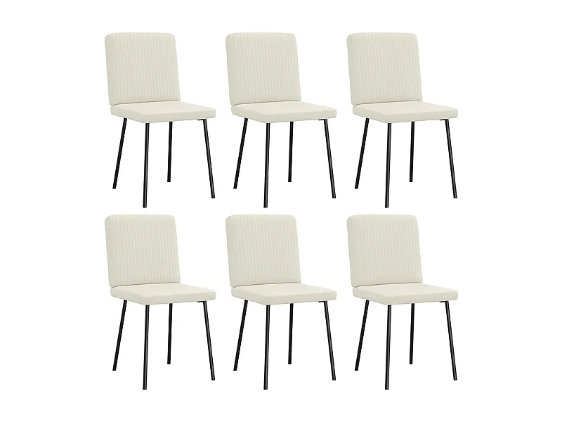 Cadeiras de jantar 6 peças veludo cor creme