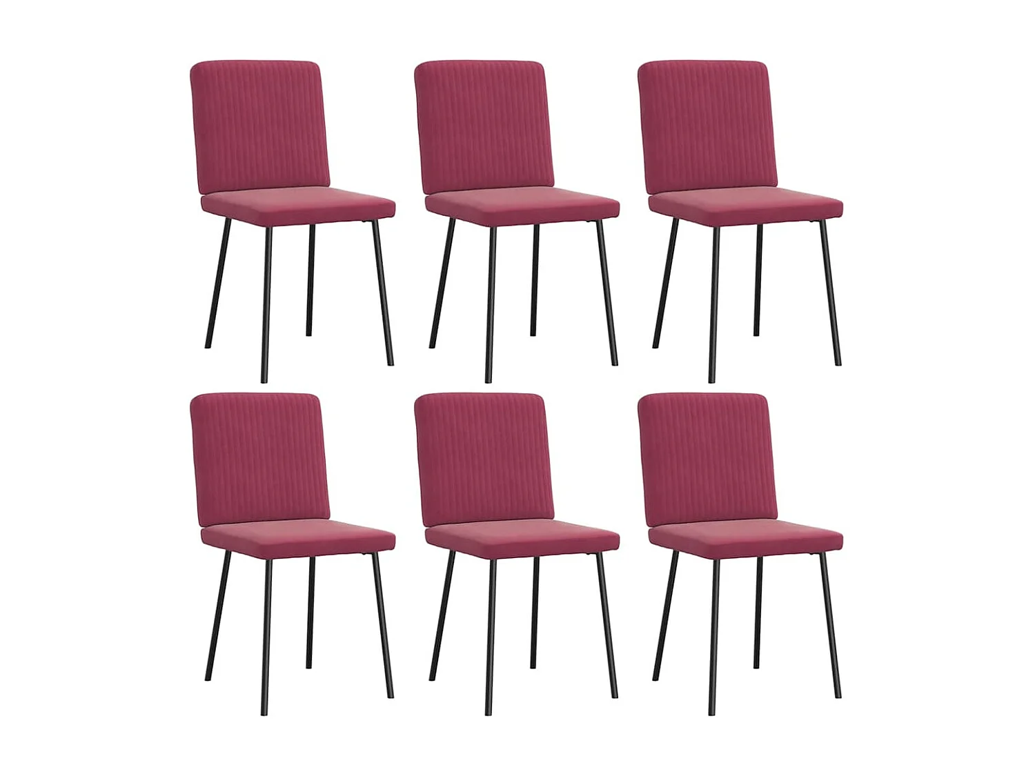 Chaises à manger lot de 6 rouge bordeaux velours