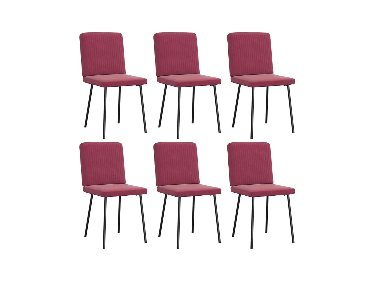 Chaises à manger lot de 6 rouge bordeaux velours