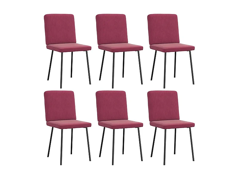 Chaises à manger lot de 6 rouge bordeaux velours