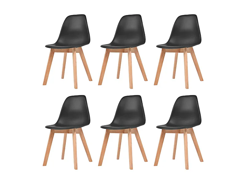 Chaises à manger lot de 6 Noir Plastique