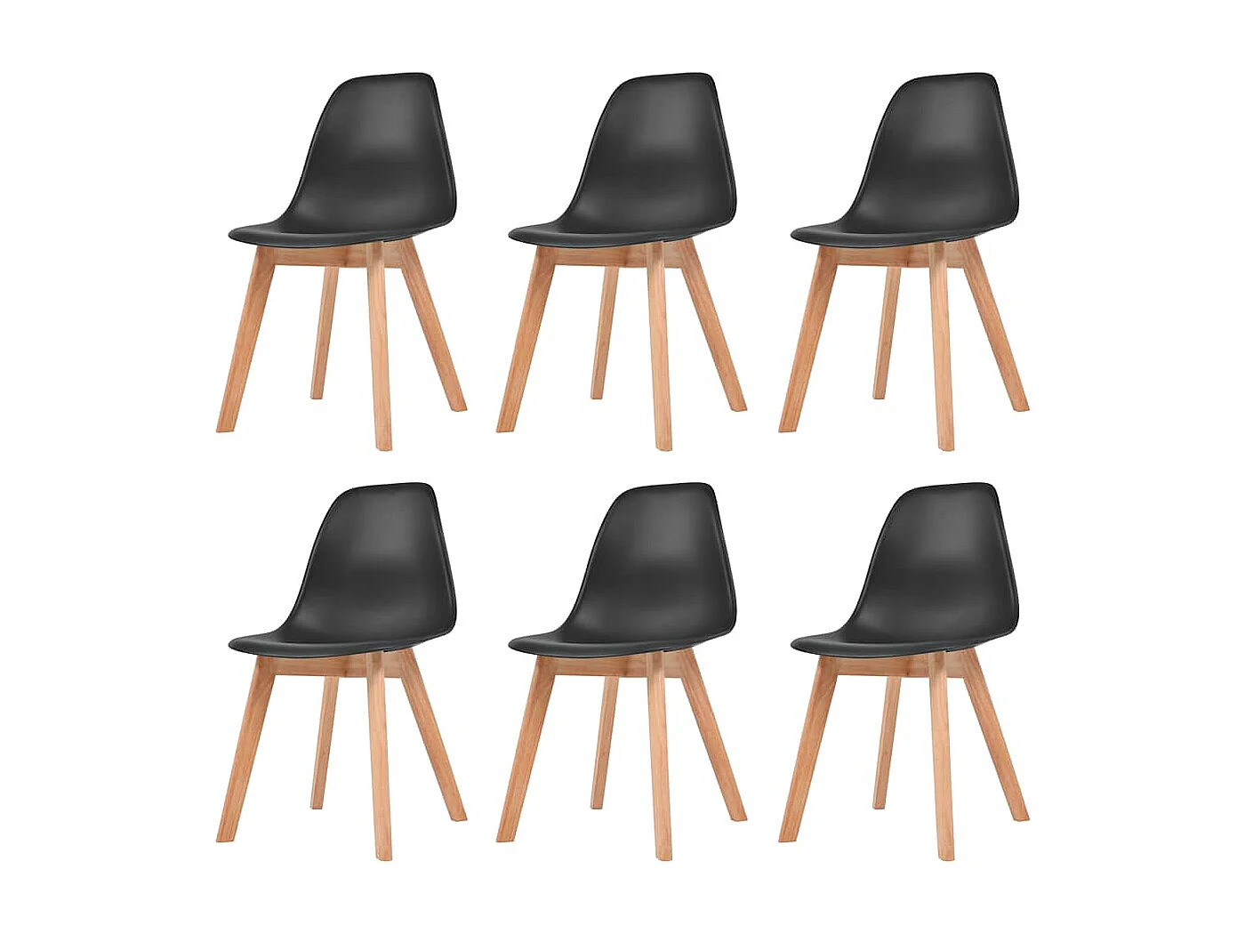 Chaises à manger lot de 6 Noir Plastique
