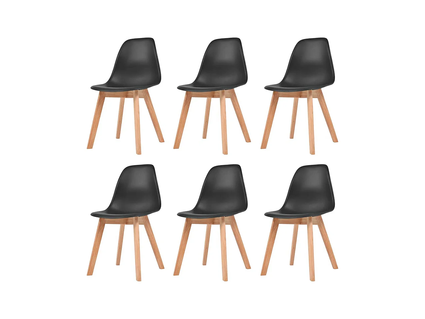 Chaises à manger lot de 6 Noir Plastique