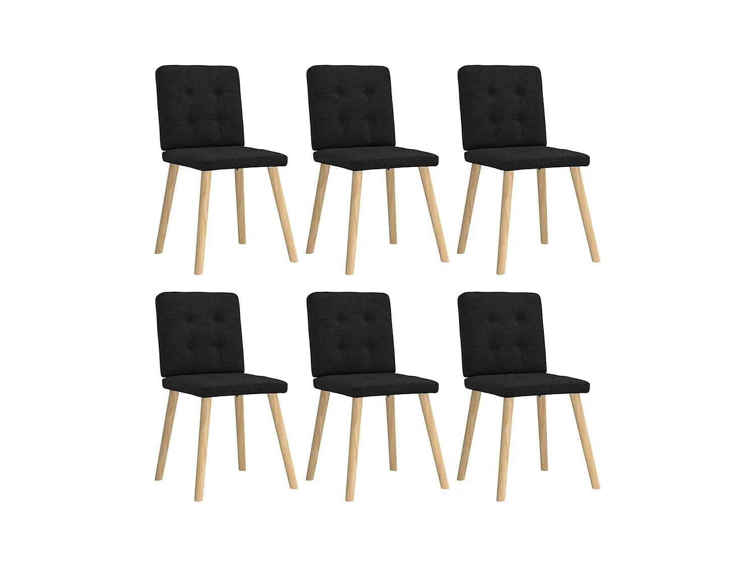 Chaises à manger lot de 6 noir tissu