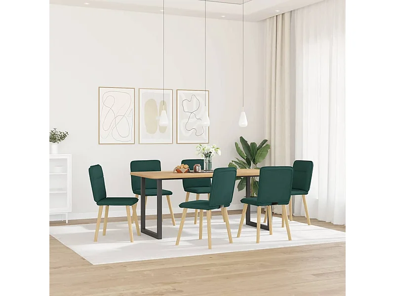 Sillas de comedor 6 unidades tela verde oscuro