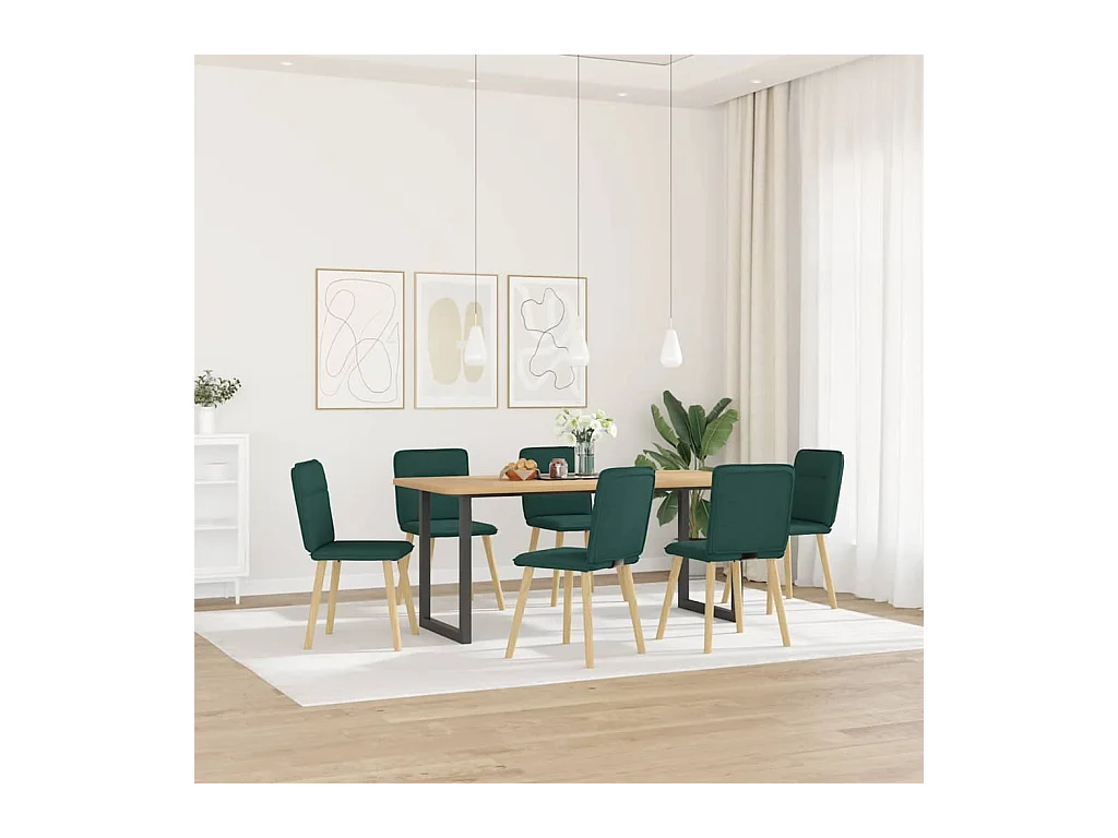 Chaises à manger lot de 6 vert foncé tissu