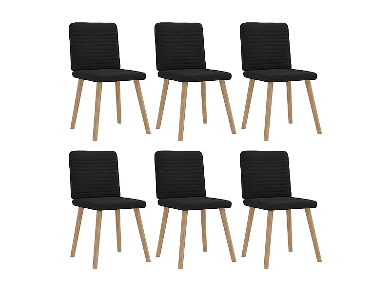 Chaises à manger lot de 6 noir tissu