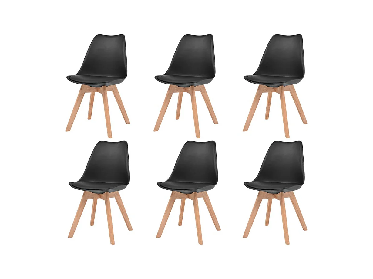 Chaises à manger lot de 6 Noir Plastique