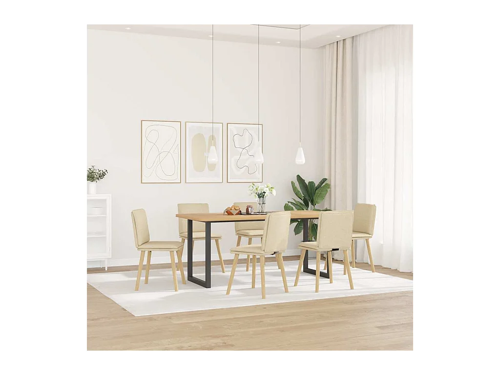 Chaises à manger lot de 6 crème tissu