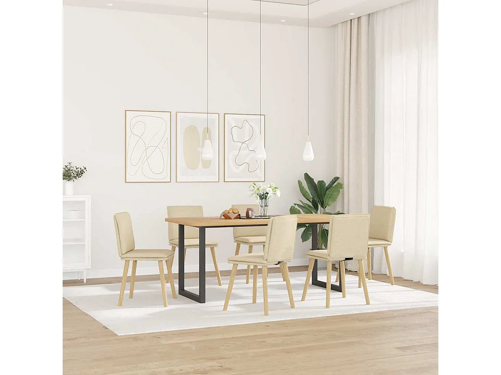 Chaises à manger lot de 6 crème tissu