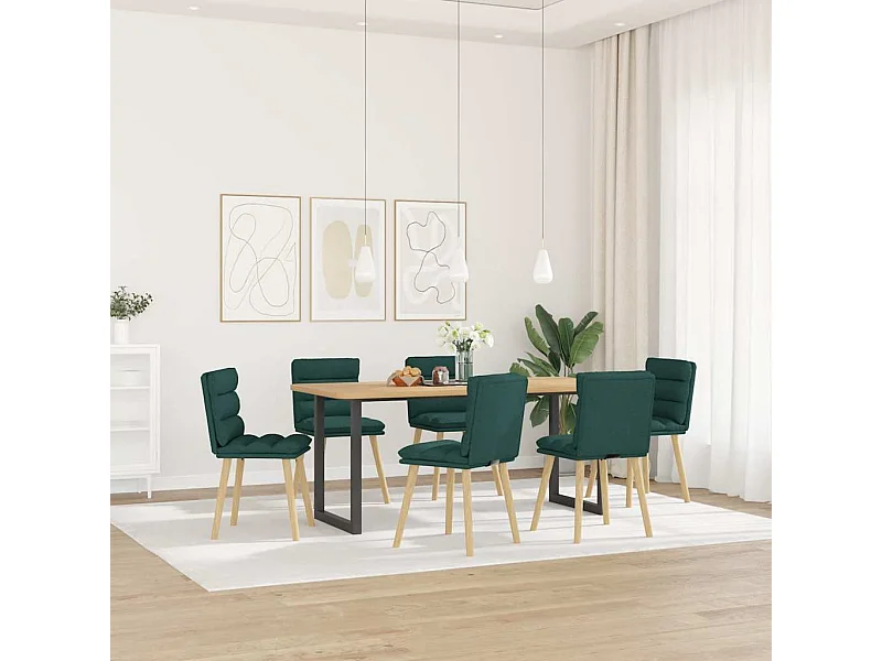 Sillas de comedor 6 unidades tela verde oscuro