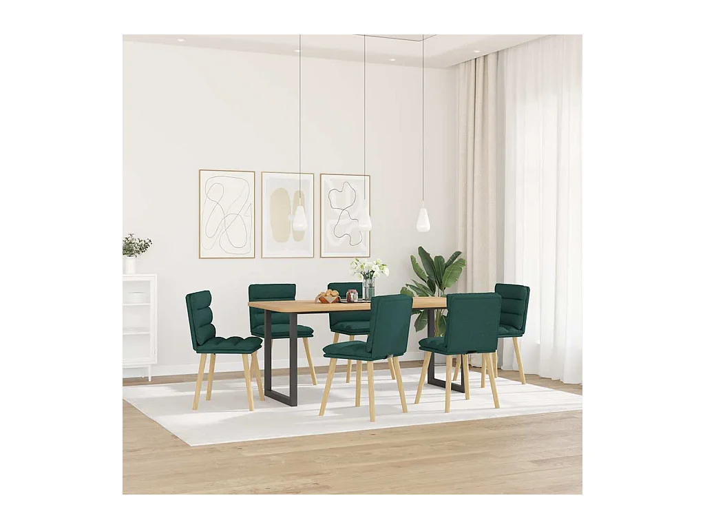 Chaises à manger lot de 6 vert foncé tissu