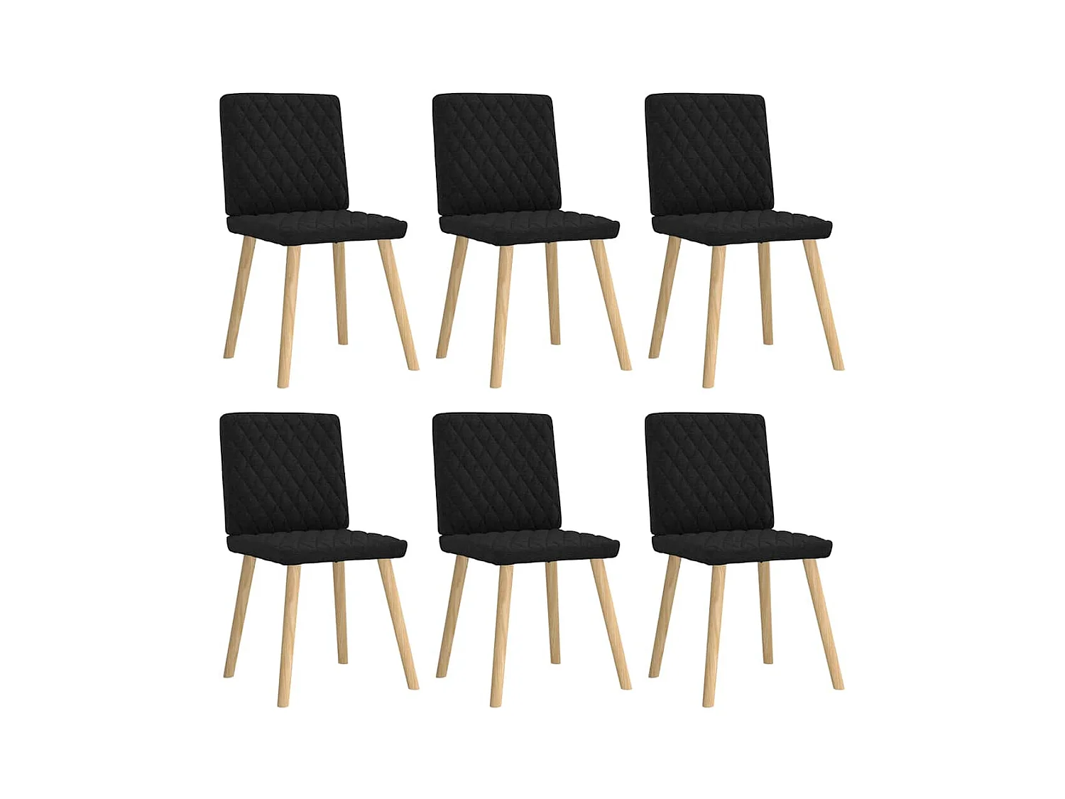 Chaises à manger lot de 6 noir tissu