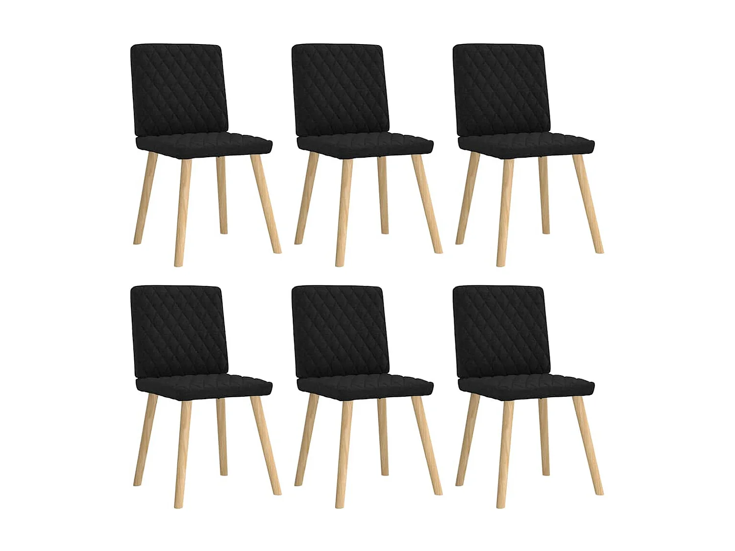 Chaises à manger lot de 6 noir tissu