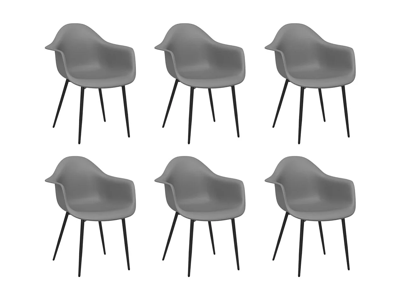 Eetkamerstoelen 6 st PP grijs