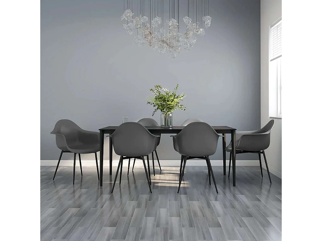 Chaises à manger lot de 6 gris PP