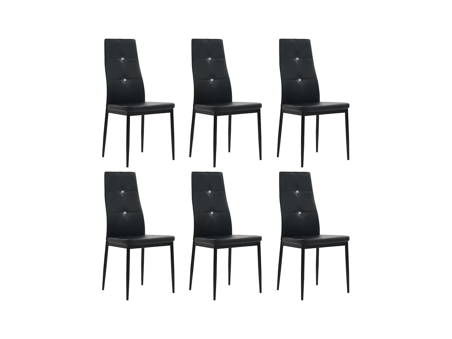 Chaises à manger lot de 6 noir similicuir
