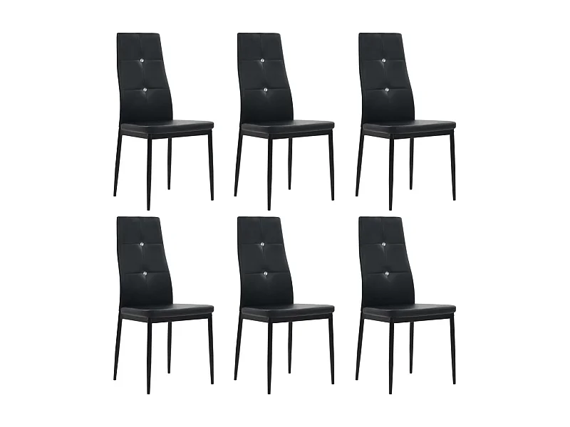 Chaises à manger lot de 6 noir similicuir