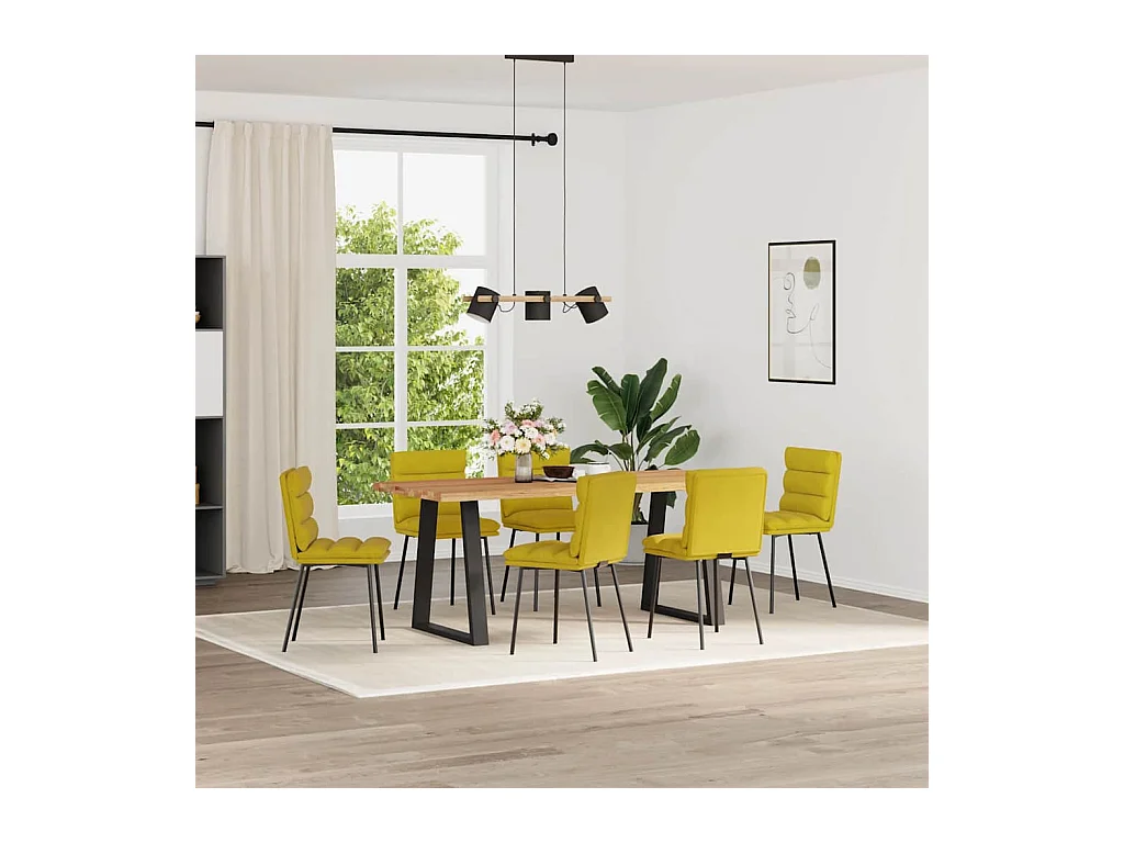 Chaises à manger lot de 6 jaune velours