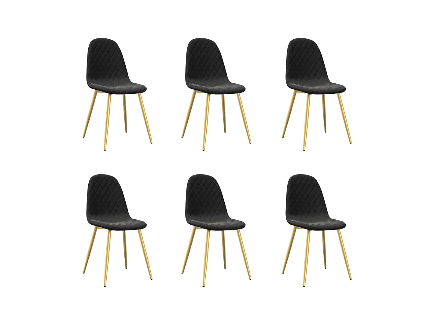Chaises à manger lot de 6 noir velours