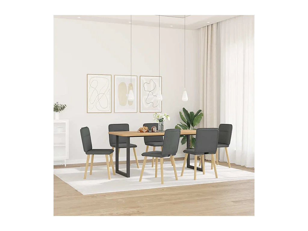 Chaises à manger lot de 6 gris foncé tissu