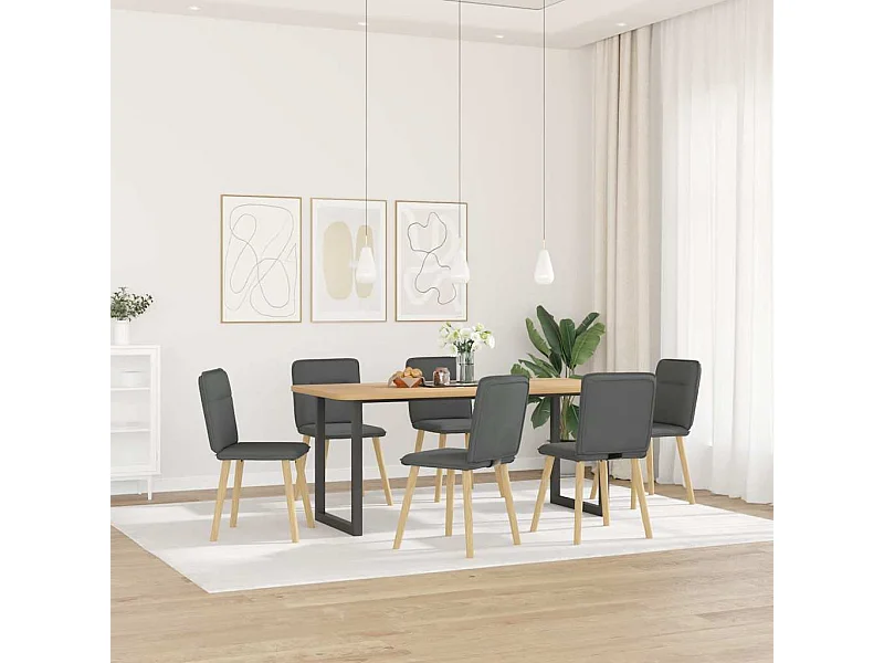 Chaises à manger lot de 6 gris foncé tissu
