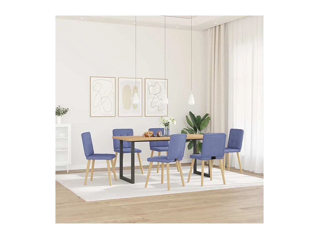 Sillas de comedor 6 unidades tela azul jeans
