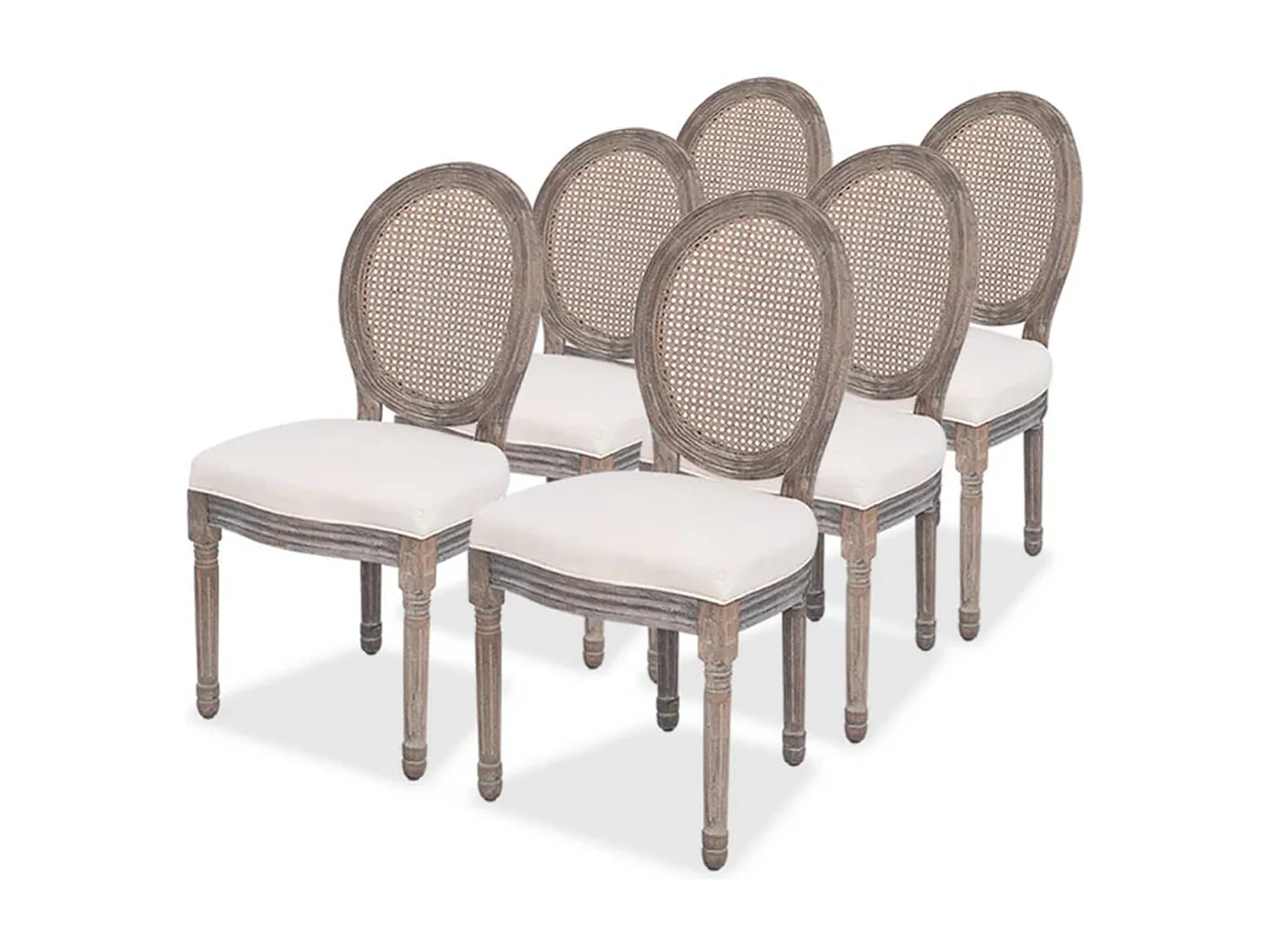 Eetkamerstoelen 6 st stof crèmekleurig