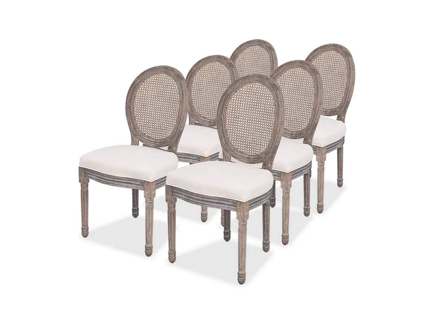 Chaises à manger lot de 6 crème tissu