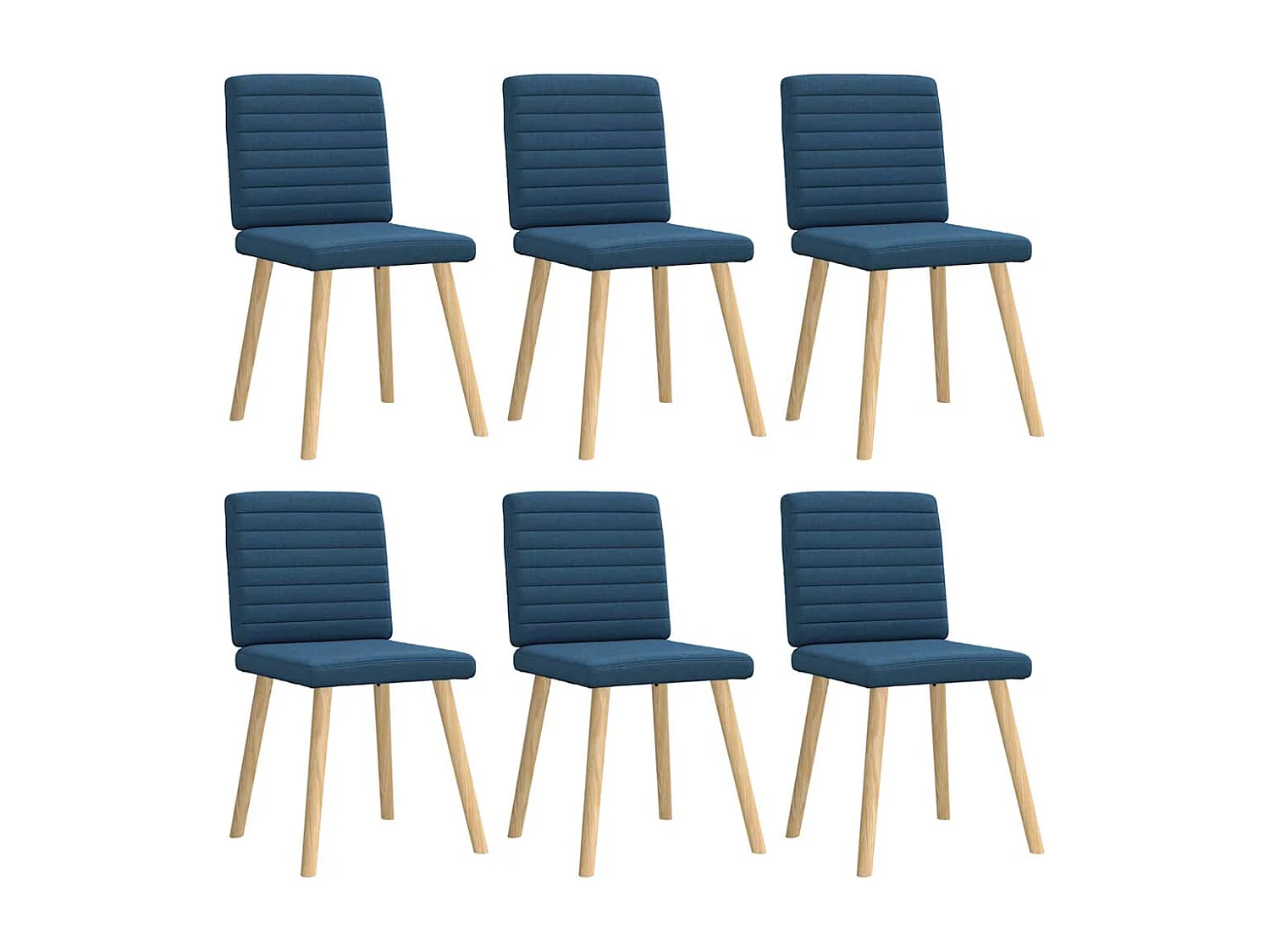 Chaises à manger lot de 6 bleu tissu