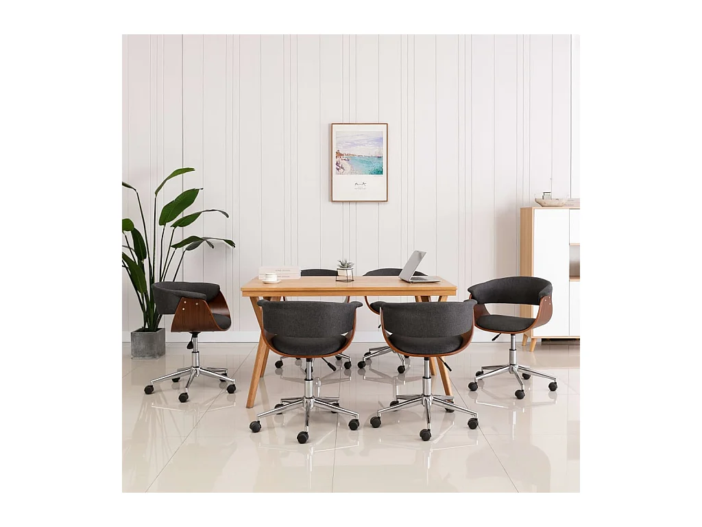 Chaises pivotantes à manger lot de 6 gris tissu