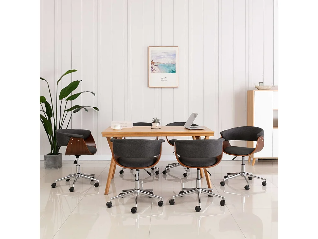 Chaises pivotantes à manger lot de 6 gris tissu